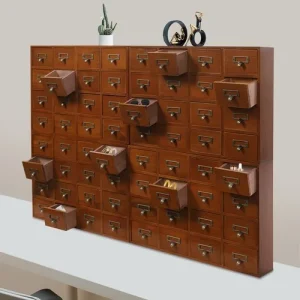 64-Drawer Wood Tabletop Storage